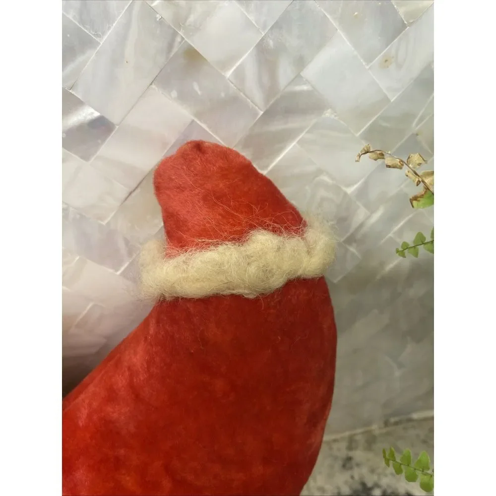 Rare Vintage Santa Claus MCM Cloth Velvet? Lace? Pillow‎ Christmas Moon Angel